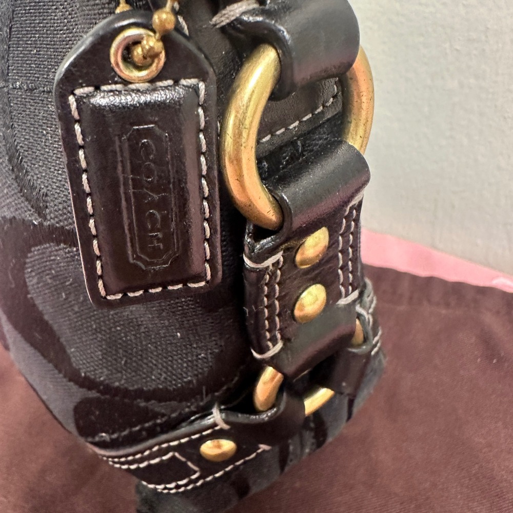 Vintage Coach Carly Signature C Black Jacquard Small Hobo Shoulder Bag - Picture 7 of 16